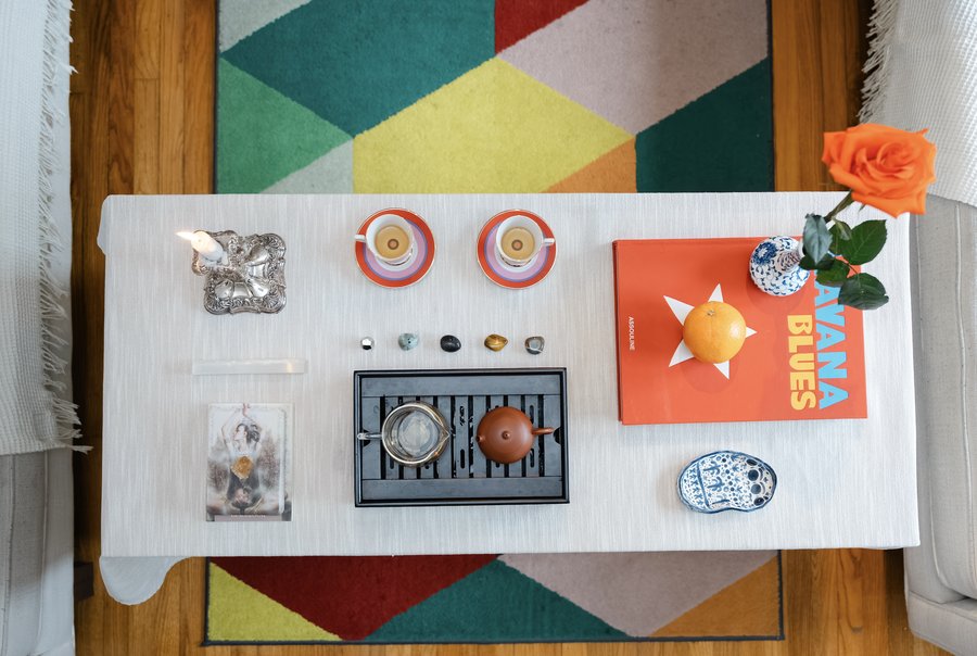Tea table flat lay
